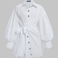 Ruched Asymmetrical Tie-Front Mini Dress
