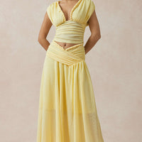 Twist Knot V-Neck Ruched Tank Top And Skirt Set
