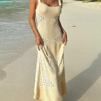 Summer Fashion Hollow See-through Knitted Maxi Dress