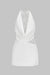 Patchwork Lace Halter Draped Cowl Neck Asymmetrical Sleeveless Mini Dress