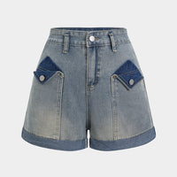 Denim Contrast High Waist Pocket Shorts