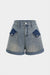 Denim Contrast High Waist Pocket Shorts