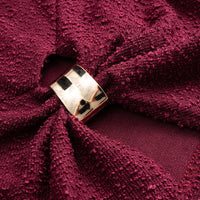 Metallic Decor Texture Long-Sleeve Top