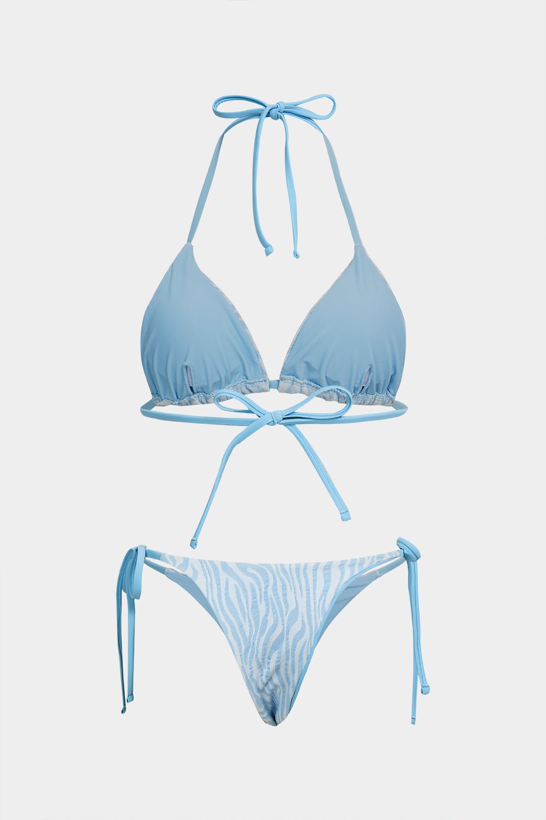 Stripes Print Tie-Up Bikini Set