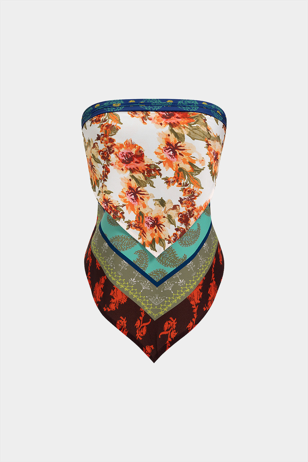 Artistic Floral Print Tie Back Tube Top