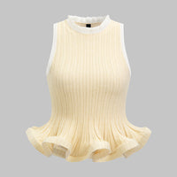 Knit Contrast Ruffle Ribbed Tank Top