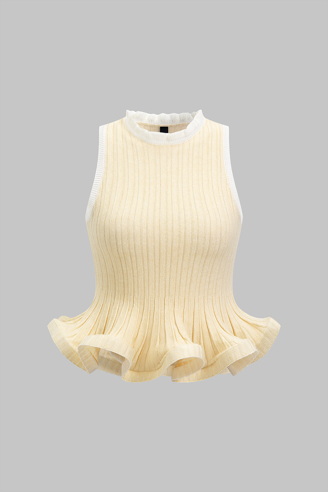 Knit Contrast Ruffle Ribbed Tank Top
