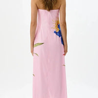 Special Night Sequin Floral Print Off Shoulder A-line Maxi Dress