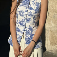 Floral Print Round Neck Tank Top