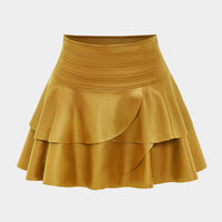 Solid Faux Leather Asymmetrical Skirt