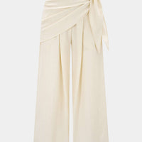 Striped Ruched Tie-Up Wide Leg Pants