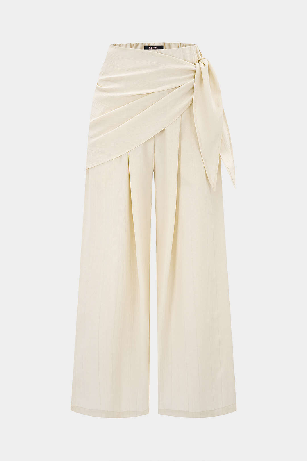 Striped Ruched Tie-Up Wide Leg Pants