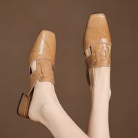 Lawson Square-Toe Leather Mules