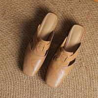 Lawson Square-Toe Leather Mules