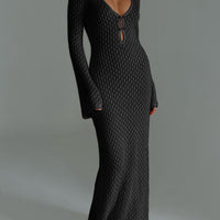 Cover Up Long Sleeve Open Back Long Dress
