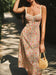 Floral Print Trim Cami Midi Dress