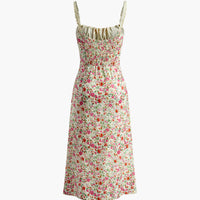 Floral Print Trim Cami Midi Dress