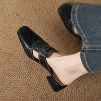 Lawson Square-Toe Leather Mules