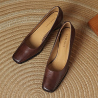 Theo Square-Toe Leather Pumps