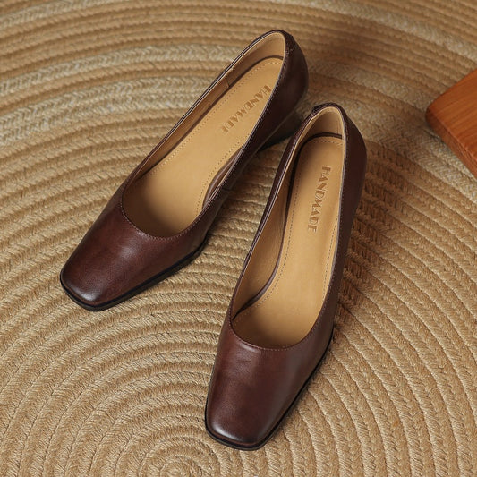Theo Square-Toe Leather Pumps