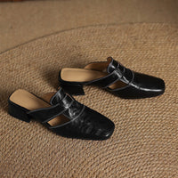 Lawson Square-Toe Leather Mules