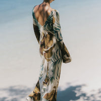 Hand—Drawn Botanical Motifs Maxi Dress