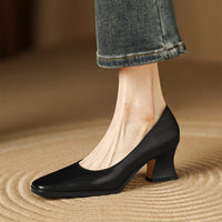 Theo Square-Toe Leather Pumps