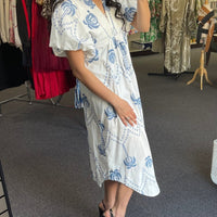 Palm Tree Print Midi Dress