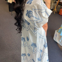 Palm Tree Print Midi Dress