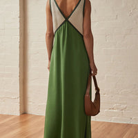V-neck Contrasting Color Splicing Chic Dress