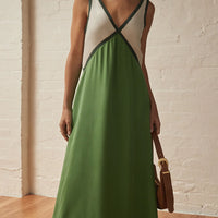 V-neck Contrasting Color Splicing Chic Dress