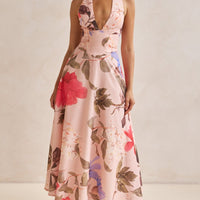 Plunging V-Neckline Maxi Dress
