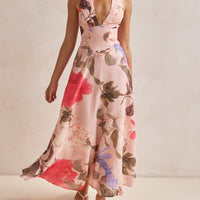 Plunging V-Neckline Maxi Dress
