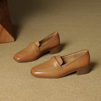 Elsie Square-Toe Leather Loafers