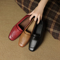Elsie Square-Toe Leather Loafers