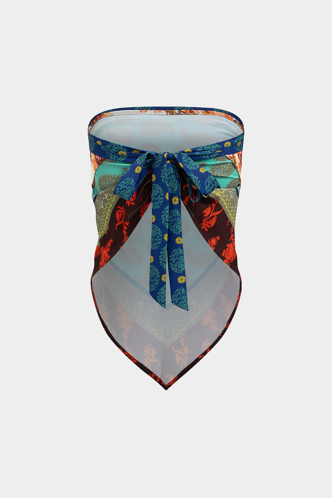 Artistic Floral Print Tie Back Tube Top