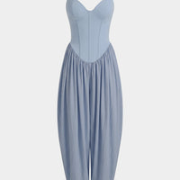 Solid Corset Ruched Slip Sleeveless Jumpsuit