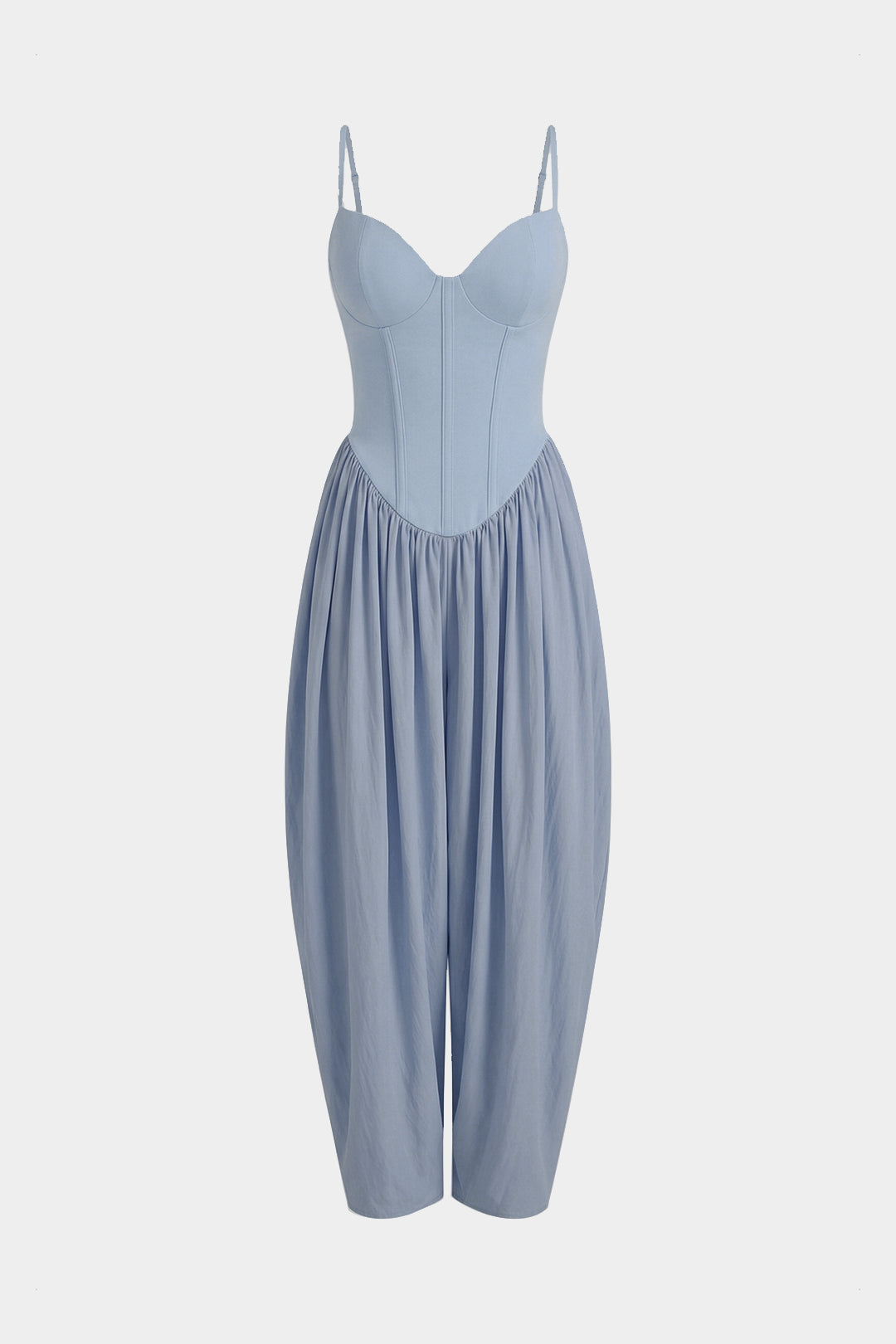 Solid Corset Ruched Slip Sleeveless Jumpsuit