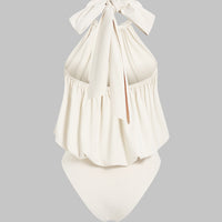 Halter Neck Twist Knot Tie Back Sleeveless Bodysuit