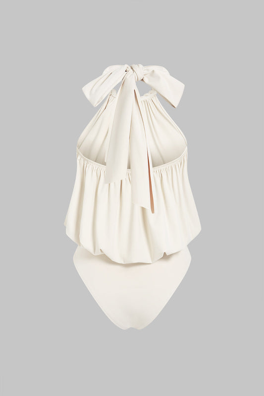 Halter Neck Twist Knot Tie Back Sleeveless Bodysuit