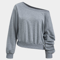 Conjunto de falda y top de manga larga asimétrico básico