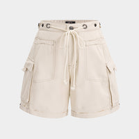 Denim Belted Pocket Shorts