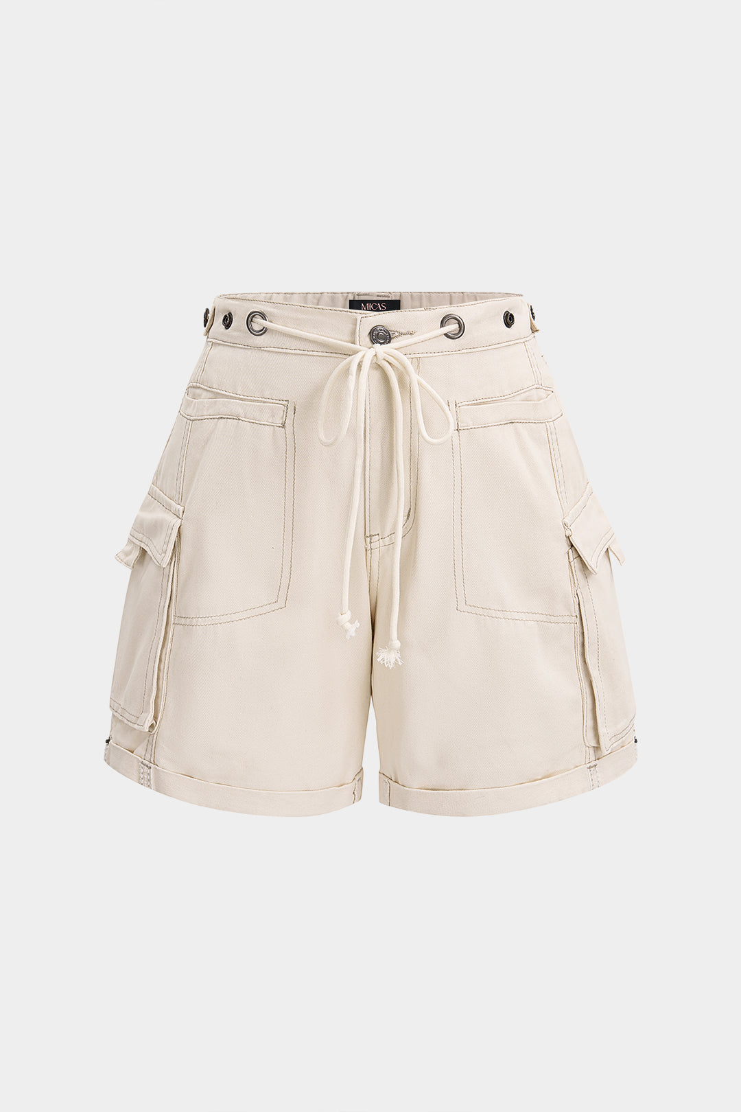 Denim Belted Pocket Shorts