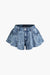 Denim Frayed Hem Wide Leg Shorts