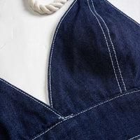 Denim Halter Neck Tie-Up Backless Crop Top