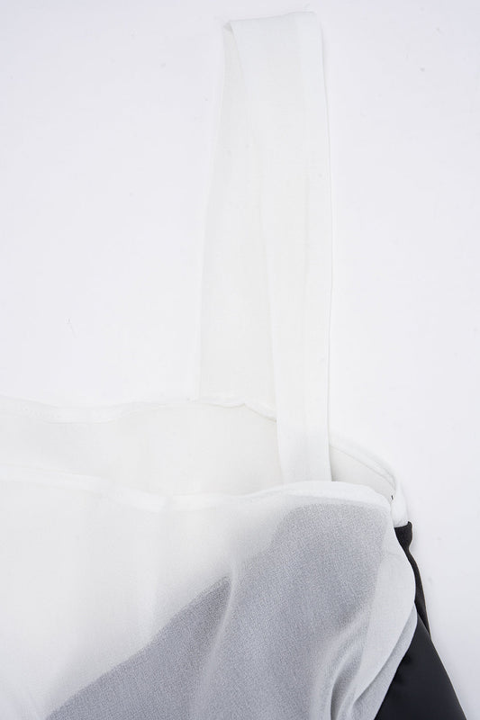 Patchwork Faux Leather Asymmetrical Short-Sleeve Shirt