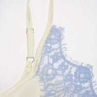 Satin Patchwork Lace Trim V-Neck Cami Top