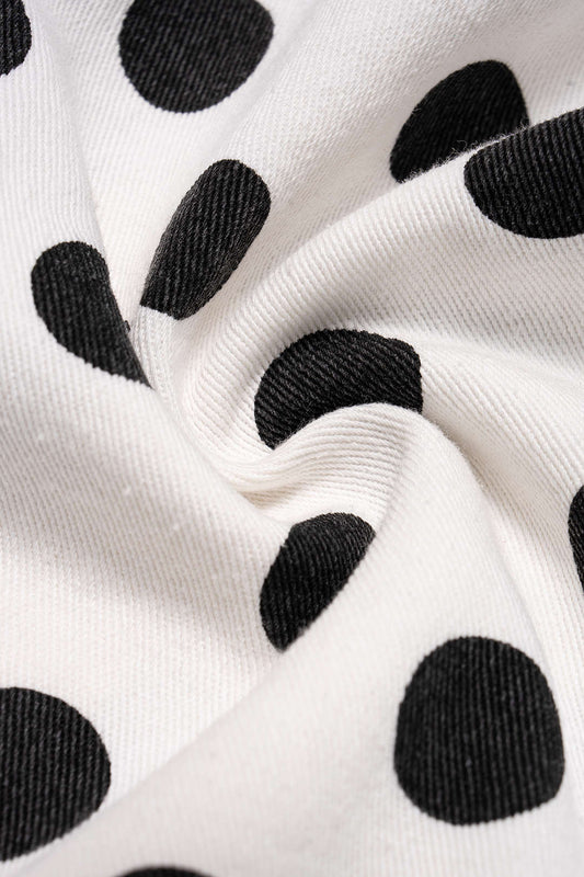 Polka Dots Print Asymmetrical High Waist Skirt