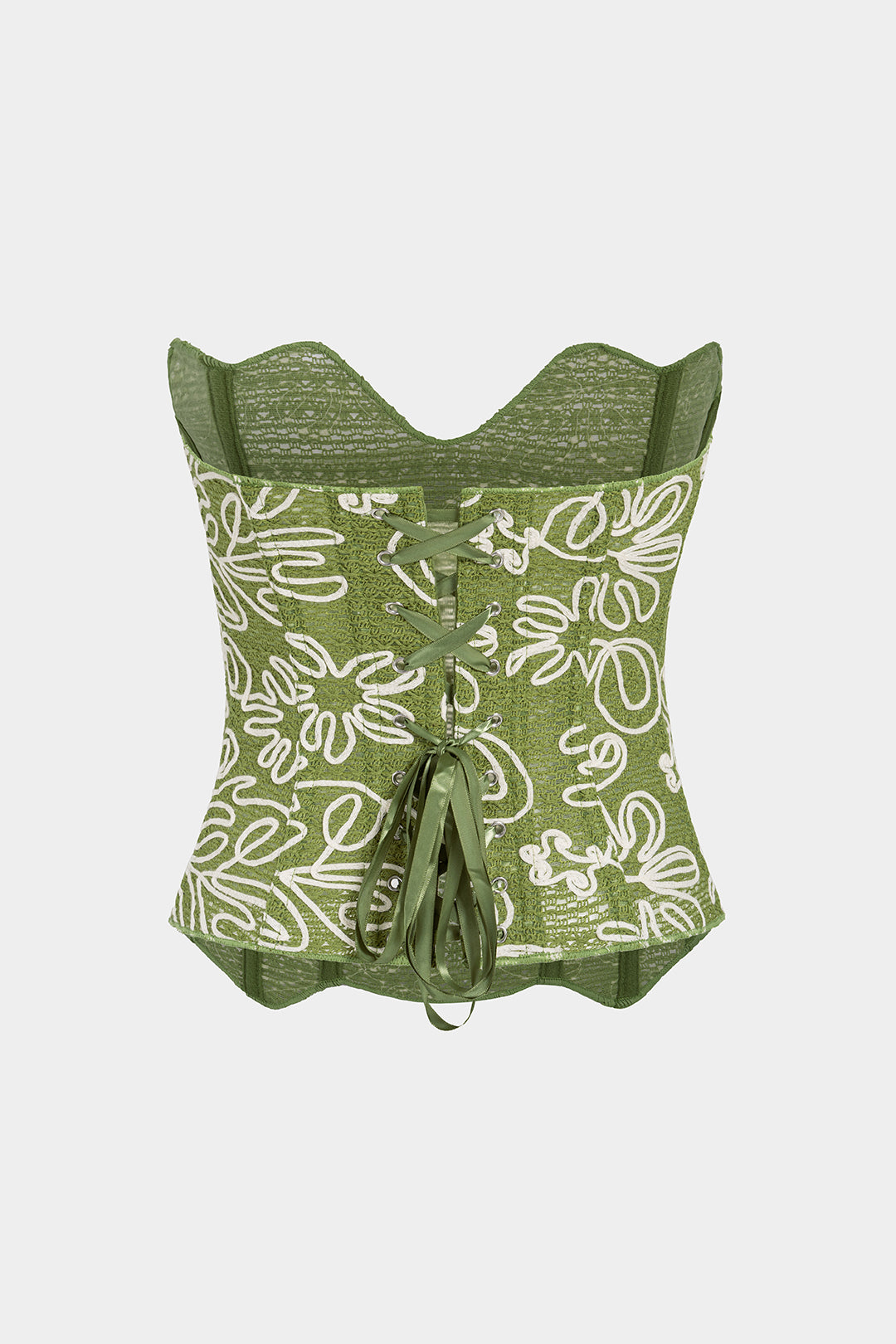Flower Applique Corset Tie Back Tube Top