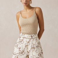 Metallic Round Neck Cami Top